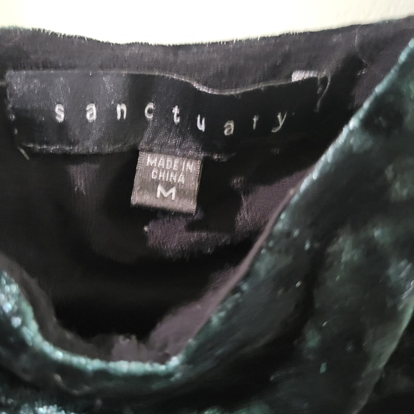 Sanctuary Emerald Green 💚 velour lined cold shoulder top Med - Picture 4 of 7